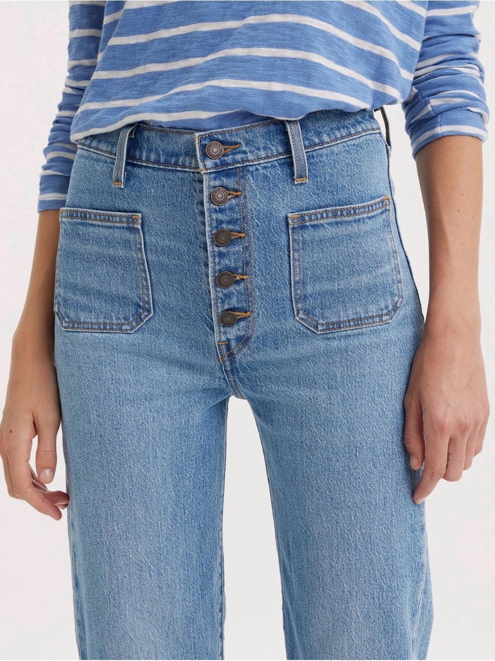 Levi's Ribcage straight ankle Button-Fly Jeans Patch Pocket